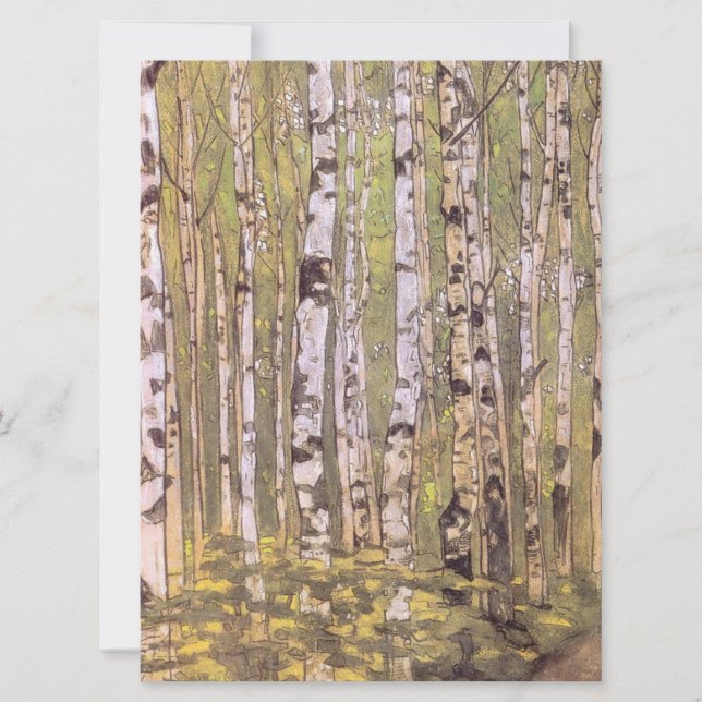 Carte Birch Trees in a Woodland Forest (Roerich) (Devant)