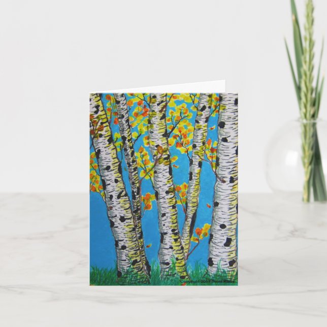 Carte Birch Trees in Autumn Note Cards - Portrait View (Devant)