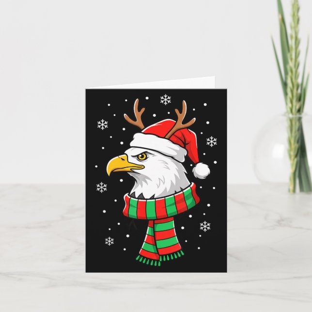 Carte Bird Holiday, Santa Hat, Reindeer Antlers &amp; Fe (Devant)