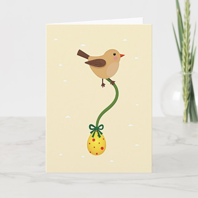 Carte Bird With Polka Dot Egg Design Card (Devant)