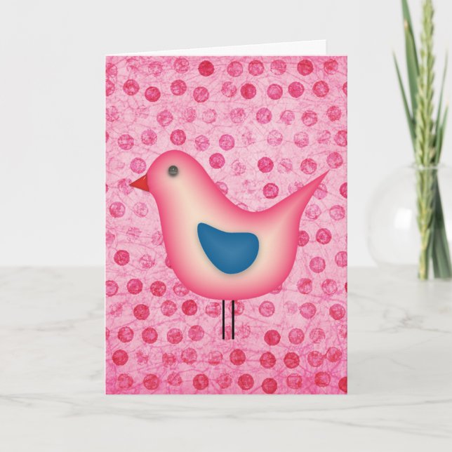 Carte Birdie en Pois rose (Devant)