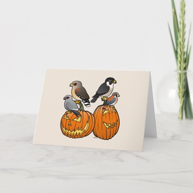 Carte Birdorable Raptors sur des citrouilles (Devant)