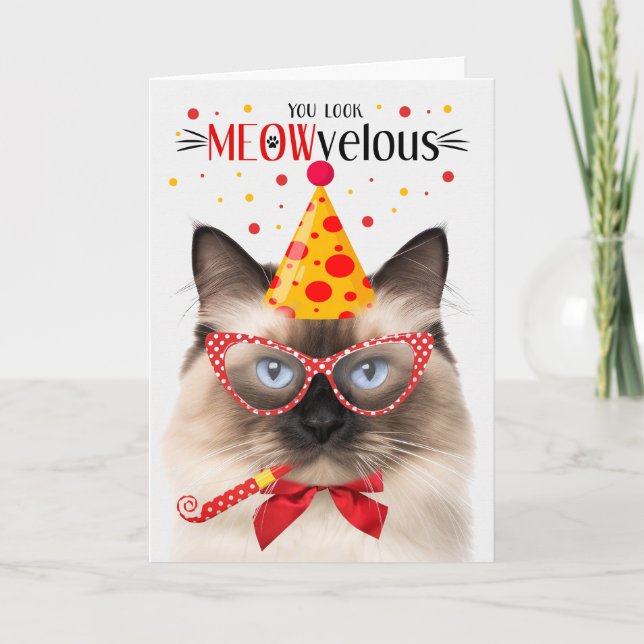 Carte Birman Cat MEOWvelous Anniversaire (Devant)