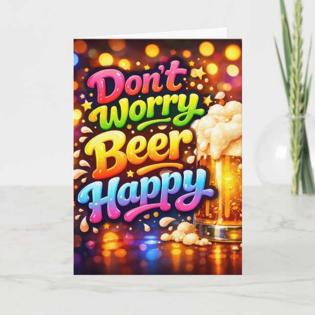 Carte Birthday Beer Mug With Neon Fun Text (Devant)