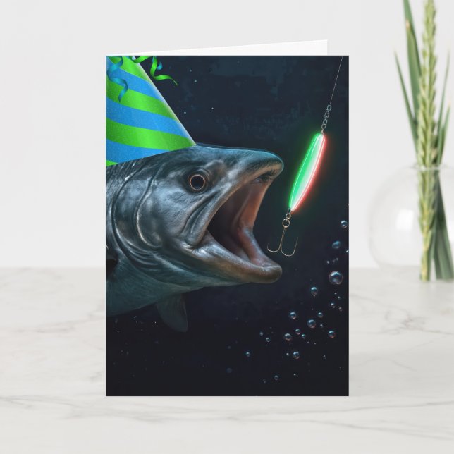 Carte Birthday Big Fish with Neon Lure (Devant)