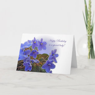 Carte Birthday Blue African Violets