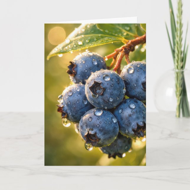 Carte Birthday Blueberries with Raindrops (Devant)