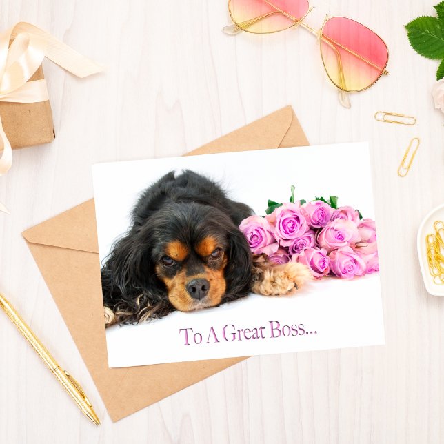 Carte Birthday Boss Cavalier King Charles Spaniel (Créateur téléchargé)