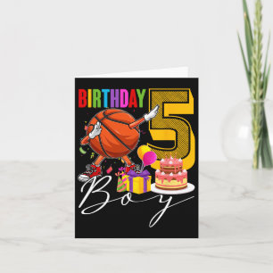 Carte Birthday Boy 5 Years Dabbing Bysketbyll Byll 5
