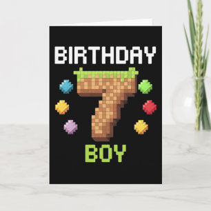 Carte Birthday Boy C'est mon 7e anniversaire Gamer Pixel