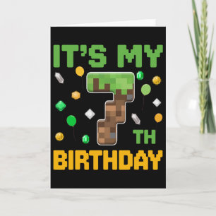 Carte Birthday Boy C'est mon 7e anniversaire Gamer Pixel