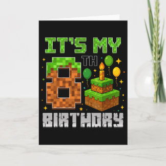 Carte Birthday Boy C'est mon 8e anniversaire Gamer Pixel