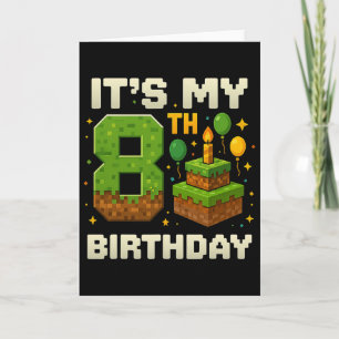 Carte Birthday Boy C'est mon 8e anniversaire Gamer Pixel