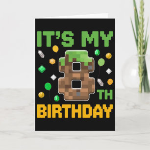 Carte Birthday Boy C'est mon 8e anniversaire Gamer Pixel