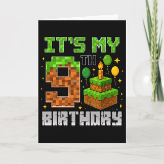 Carte Birthday Boy C'est mon 9e anniversaire Gamer Pixel