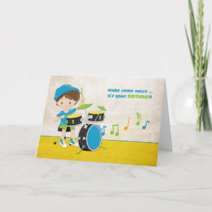 Carte Birthday Boy, Drummer, Music