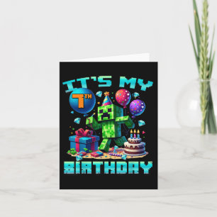 Carte Birthday Boy My 7th Birthday Gamer Pixel Numéros
