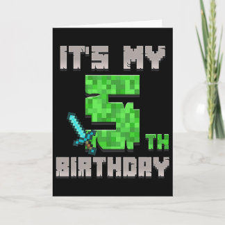 Carte Birthday Boy Shirt C'est mon 5e anniversaire Gamer