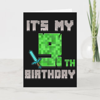Carte Birthday Boy Shirt C'est mon 9e anniversaire Gamer
