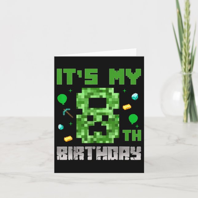 Carte Birthday Boy Shirt C'est My 8th Birthday Video Gam (Devant)