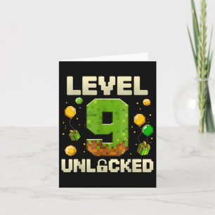 Carte Birthday Boy Shirt Level 9 déverrouillé 9e anniver