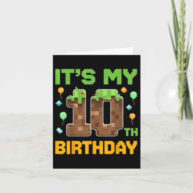 Carte Birthday Boy Son 10e Anniversaire Gamer Pixel Numb (Devant)