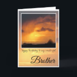 Carte Birthday Brother, Bright Sun Behind Storm Clouds<br><div class="desc">Happy Birthday Brother. Deep orange sun glowing behind dark,  wispy storm clouds. Text says: Happy Birthday to my wonderful Brother. Inside card is blank.</div>