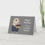 Carte Birthday Brother Cute Dog Watercolor  Card<br><div class="desc">Birthday Brother Cute Dog Watercolor Cartoon Animal Art.   Let him know how much you love and appreciate him</div>