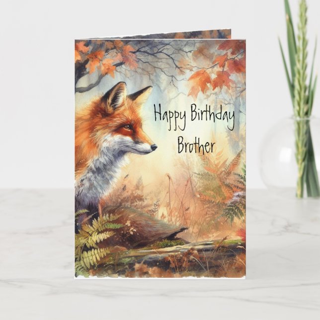 Carte Birthday Brother Fox Forest Wildlife Animals Art (Devant)