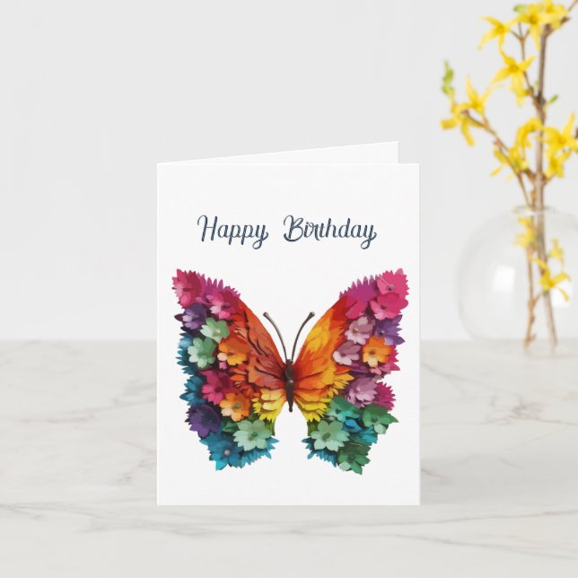 Carte Birthday Butterfly Flowery Wings Card (Fleur jaune)