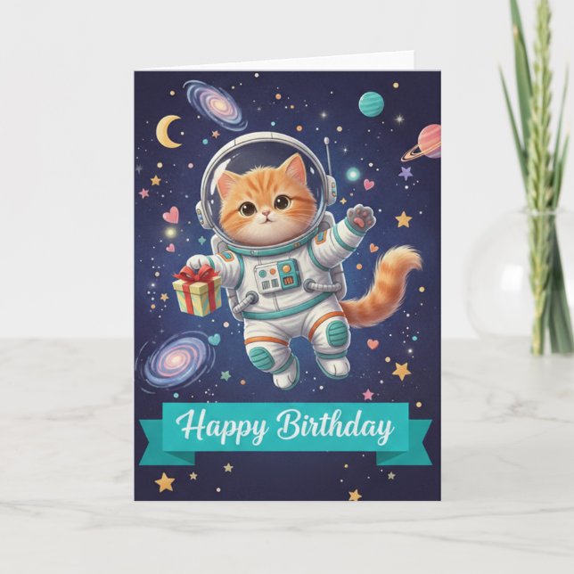 Carte birthday card cat for women (Devant)