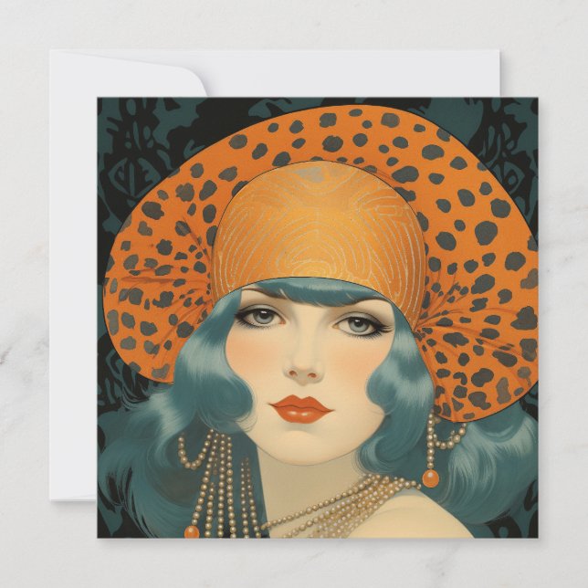 Carte Birthday card featuring beautiful 1920s girl  (Devant)