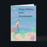 Carte Birthday Card for Great Granddaughter with Mermaid<br><div class="desc">Cute mermaid on a background of sea water, that to painted, with fish, a turtle, sea grasses, jellyfish, and shells, all illustrated. This sweet design veut wish your Great Granddaughter, a wonderful birthday in the form of a greeting card. Thanks to the Hungryjpeg for some of the element in the...</div>