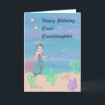 Carte Birthday Card for Great Granddaughter with Mermaid<br><div class="desc">Cute mermaid on a background of sea water, that to painted, with fish, a turtle, sea grasses, jellyfish, and shells, all illustrated. This sweet design veut wish your Great Granddaughter, a wonderful birthday in the form of a greeting card. Thanks to the Hungryjpeg for some of the element in the...</div>
