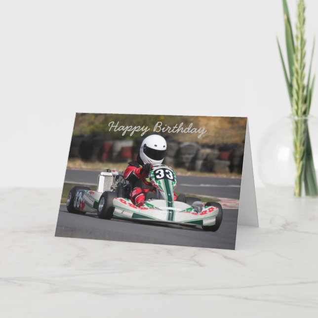 Carte Birthday card of go karting kart race (Devant)