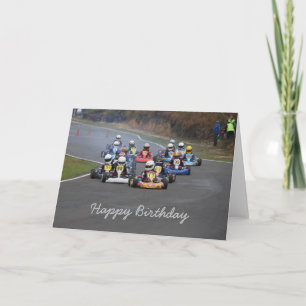 Carte Birthday card of go karting kart race