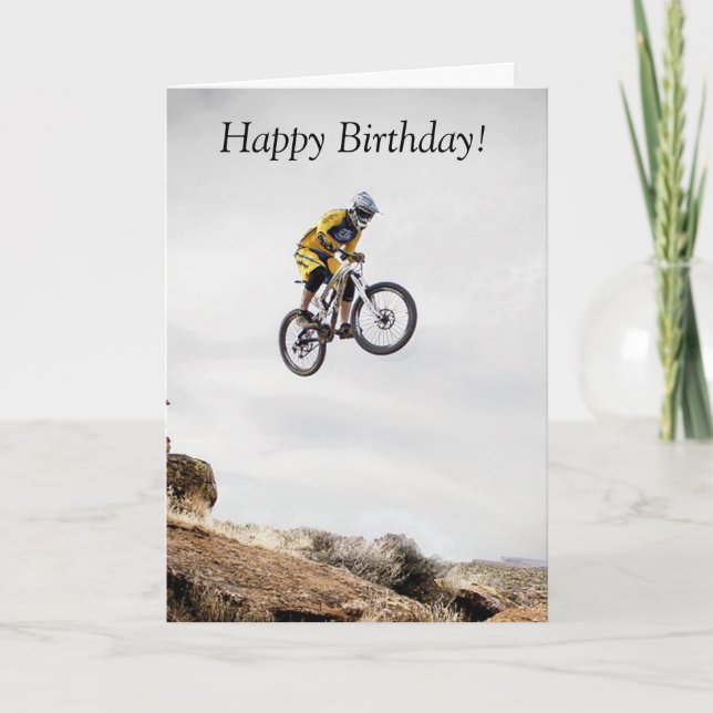 Carte Birthday Card: With Guy doing Bike Trick (Devant)