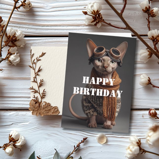 Carte Birthday Cat Pilot Aviator Cool Funny Aviation (Créateur téléchargé)