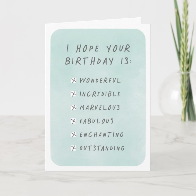 Carte Birthday Checklist Greeting Card (Devant)