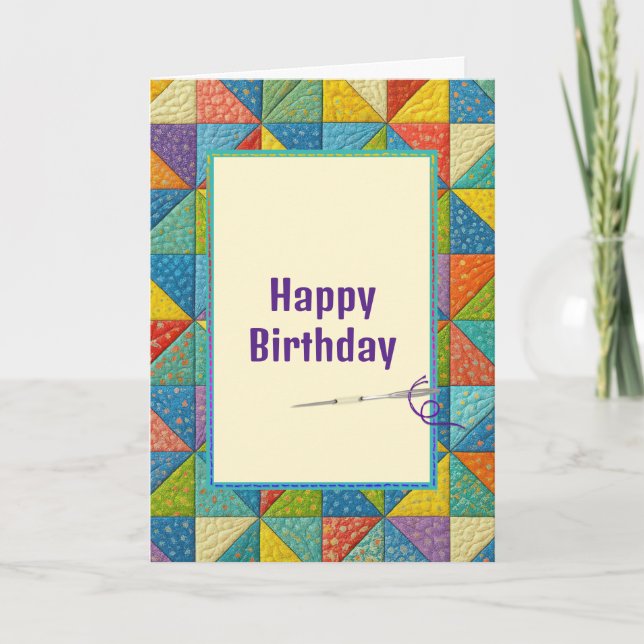 Carte Birthday Colorful Pinwheel Quilt Design (Devant)