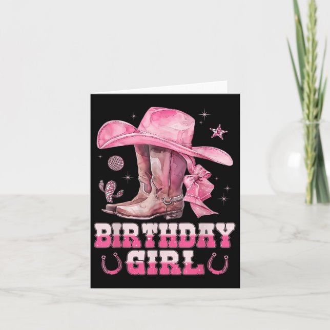 Carte Birthday Cowgirl Western Birthday Girl Party Decor (Devant)