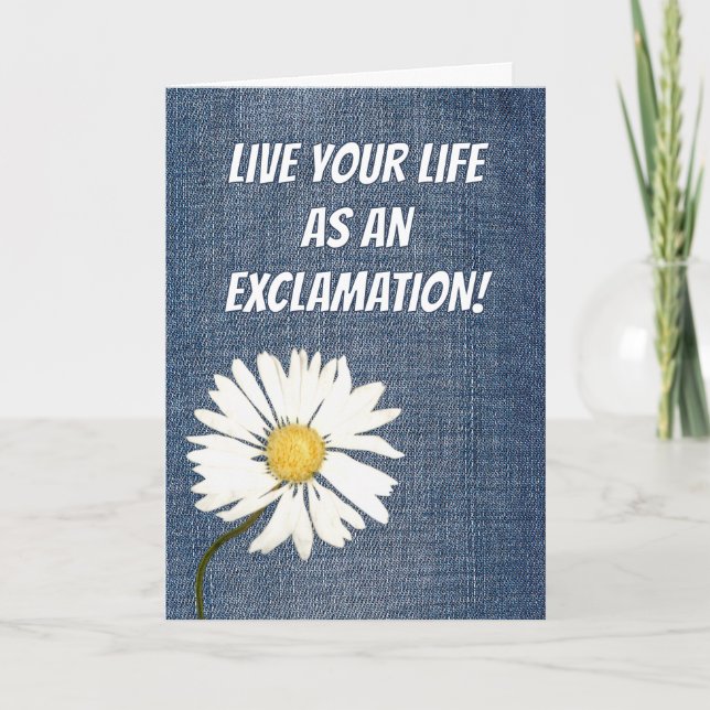 Carte Birthday Daisy On Denim Fabric  (Devant)