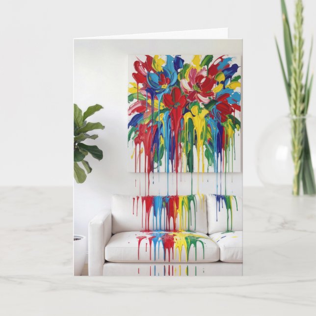 Carte Birthday Dripping Abstract Canvas Art (Devant)