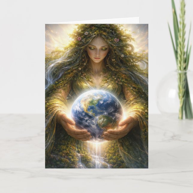 Carte Birthday Earth Day Gaia Goddess With Planet Earth (Devant)
