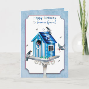 Carte Birthday for Lady Victorian Birdhouse Songbirds