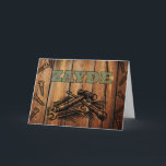 Carte Birthday for Zayde / Grandpa, Wood and Tools<br><div class="desc">Birthday greeting card for a special Zayde / Grandpa. Cartes objets a faux woodburned design of tools and screws on a wood looking background. Digital art image created with photographih and digital element to create a woodburned look. Letters look like they have been stained a blue-green color. Art, image, and...</div>