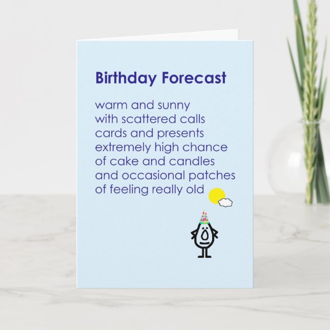 Carte Birthday Forecast - un poème d'anniversaire amusan (Devant)