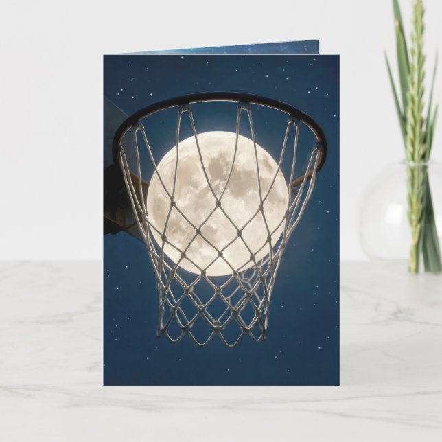 Carte Birthday Full Moon In a Basketball Net (Devant)
