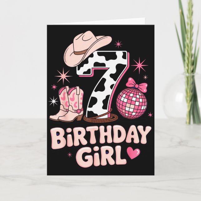 Carte Birthday Girl 7 Cowgirl Party Outfit Fun Disco The (Devant)