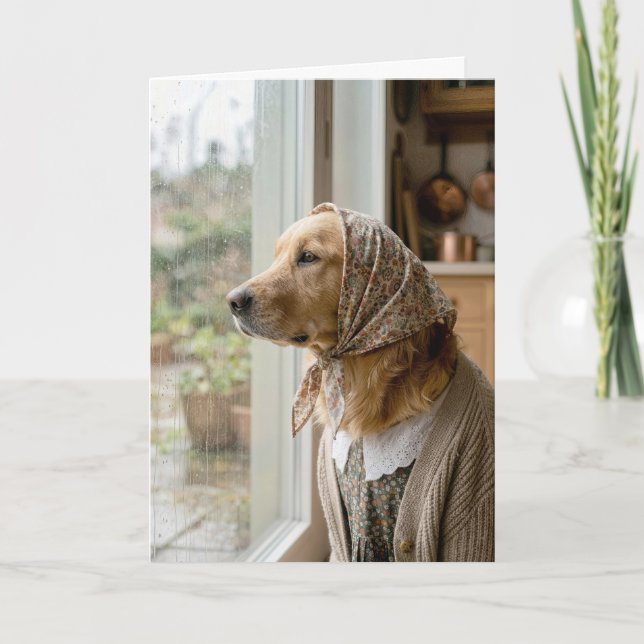 Carte Birthday Golden Retriever Staring at the Rain (Devant)